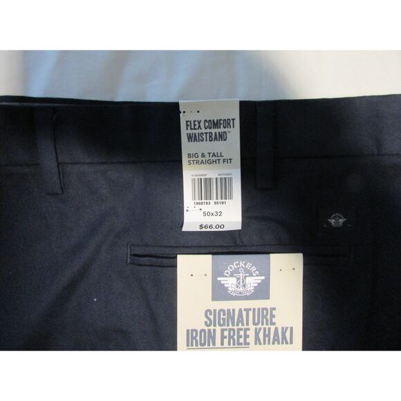 Dockers NAVY B&T Signature Iron Free Khaki with Stain Defender Pants 50x 32 NWT - Picture 3 of 7